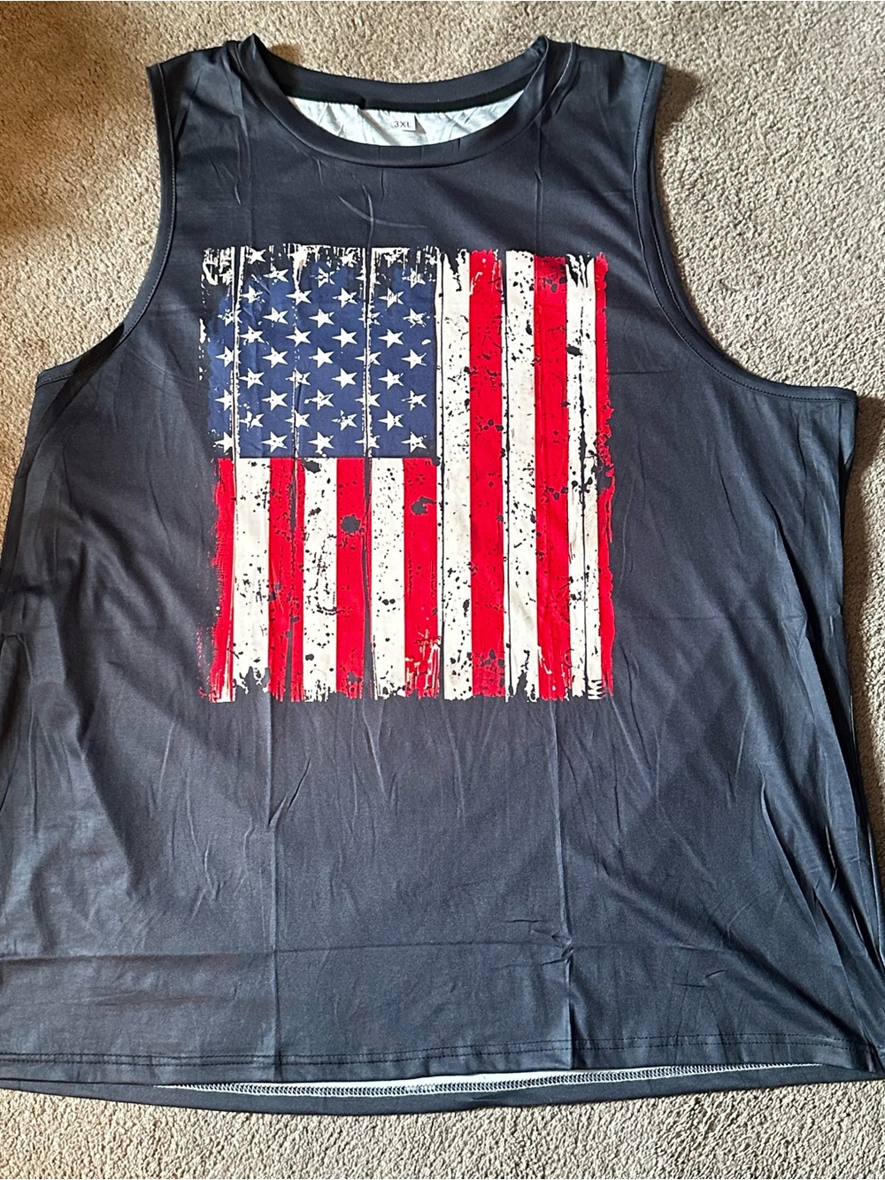 Mens Tank Top US Flag Sleeveless Shirt 54” Chest Size 3X
